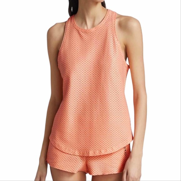 Koral Tops - Koral Aerate Shiny Netz Activewear Tank Top Size Small Flamingo